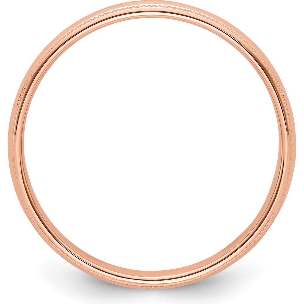 14K Rose Gold 4mm Milgrain Half-Round Wedding Band Size 8 - Polished Finish by 0