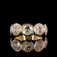 14K Rose Gold 5-Stone Eternity Band with Bezel Set Rose Cut Round Lab Diamonds - 2.71 Total Carat Weight, E-F Color VS Clarity - Covaloro Fine Jewelry