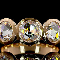 14K Rose Gold 5-Stone Eternity Band with Bezel Set Rose Cut Round Lab Diamonds - 2.72 Carats Total Diamond Weight - Covaloro Fine Jewelry