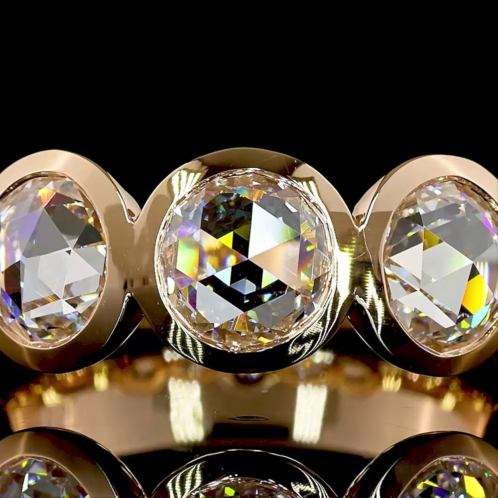 14K Rose Gold 5-Stone Eternity Band with Bezel Set Rose Cut Round Lab Diamonds - 2.72 Carats Total Diamond Weight - Covaloro Fine Jewelry