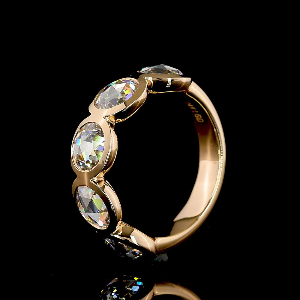 14K Rose Gold 5-Stone Eternity Band with Bezel Set Rose Cut Round Lab Diamonds - 2.72 Carats Total Diamond Weight - Covaloro Fine Jewelry