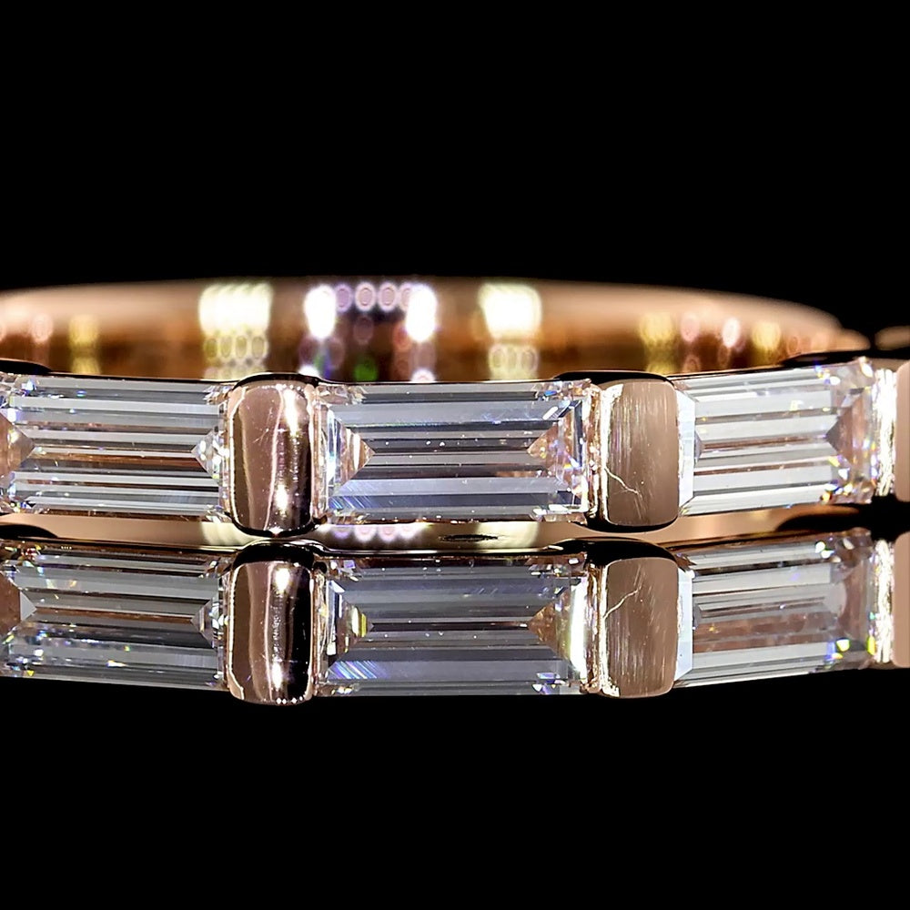 14K Rose Gold 5-Stone Eternity Band with East-West Half Bezel Set Baguette Lab Diamonds - 0.57 Carat Total Weight - Covaloro Fine Jewelry