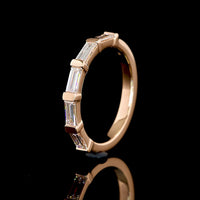 14K Rose Gold 5-Stone Eternity Band with East-West Half Bezel Set Baguette Lab Diamonds - 0.57 Carat Total Weight - Covaloro Fine Jewelry