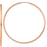 14K Rose Gold 50mm Polished Endless Tube Hoop Earrings by 0
