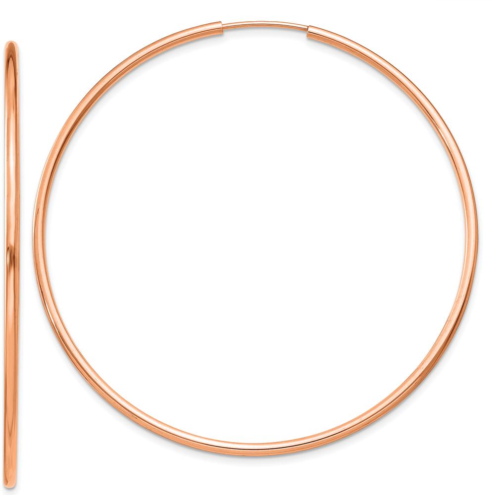 14K Rose Gold 50mm Polished Endless Tube Hoop Earrings by 0