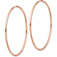 14K Rose Gold 50mm Polished Endless Tube Hoop Earrings by 0