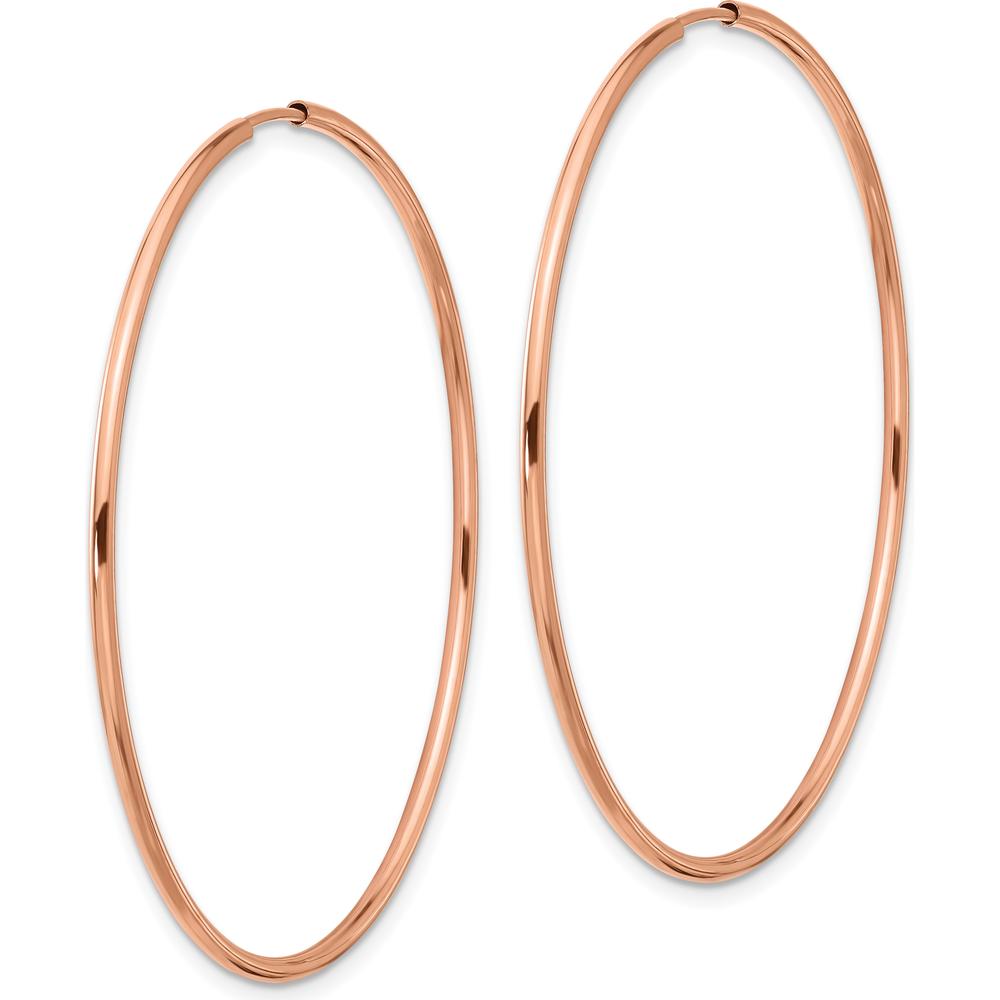 14K Rose Gold 50mm Polished Endless Tube Hoop Earrings by 0
