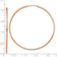 14K Rose Gold 50mm Polished Endless Tube Hoop Earrings by 0