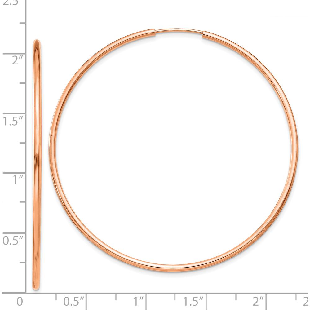 14K Rose Gold 50mm Polished Endless Tube Hoop Earrings by 0