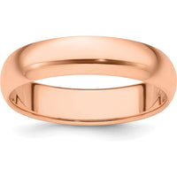 14K Rose Gold 5mm Half Round Wedding Band Size 9 - Polished Finish by 0