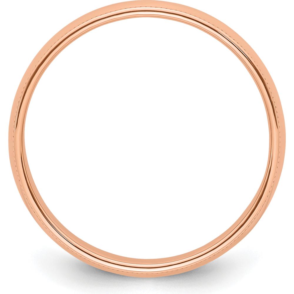 14K Rose Gold 5mm Half-Round Wedding Band with Milgrain Edge by 0