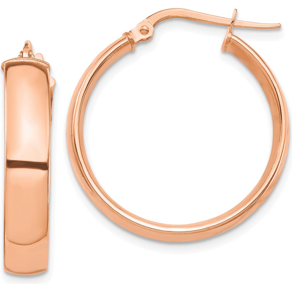 14K Rose Gold 5mm High Polished Hollow Hoop Earrings by 0