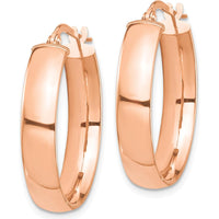 14K Rose Gold 5mm High Polished Hollow Hoop Earrings by 0