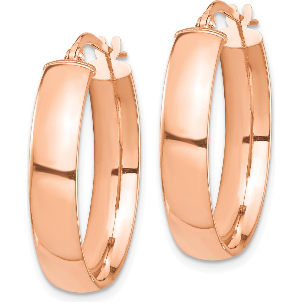 14K Rose Gold 5mm High Polished Hollow Hoop Earrings by 0
