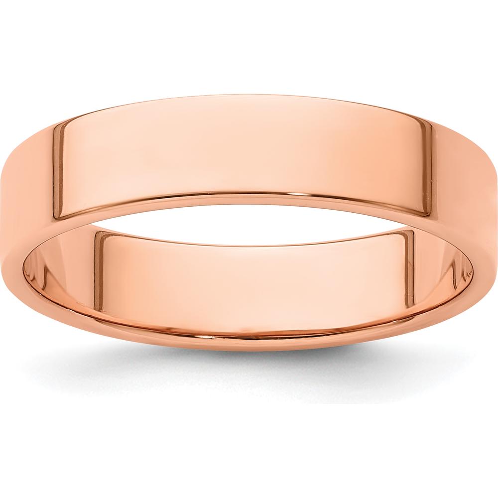 14K Rose Gold 5mm Lightweight Flat Wedding Band - Size 7 by 0