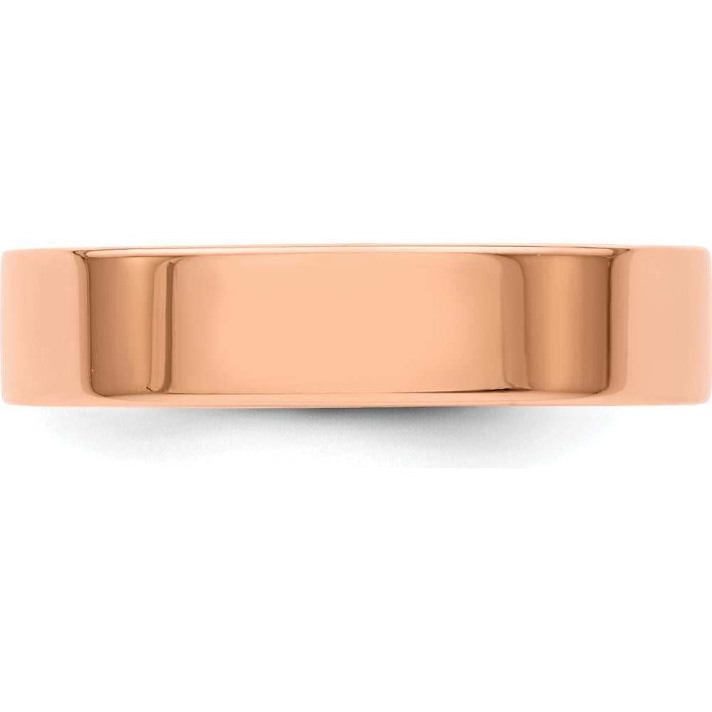 14K Rose Gold 5mm Lightweight Flat Wedding Band - Size 7 by 0
