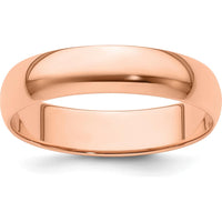 14K Rose Gold 5mm Lightweight Half Round Wedding Band - Size 11 by 0