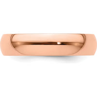 14K Rose Gold 5mm Lightweight Half Round Wedding Band - Size 11 by 0