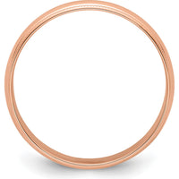 14K Rose Gold 5mm Lightweight Milgrain Half Round Wedding Band - Size 6 by 0