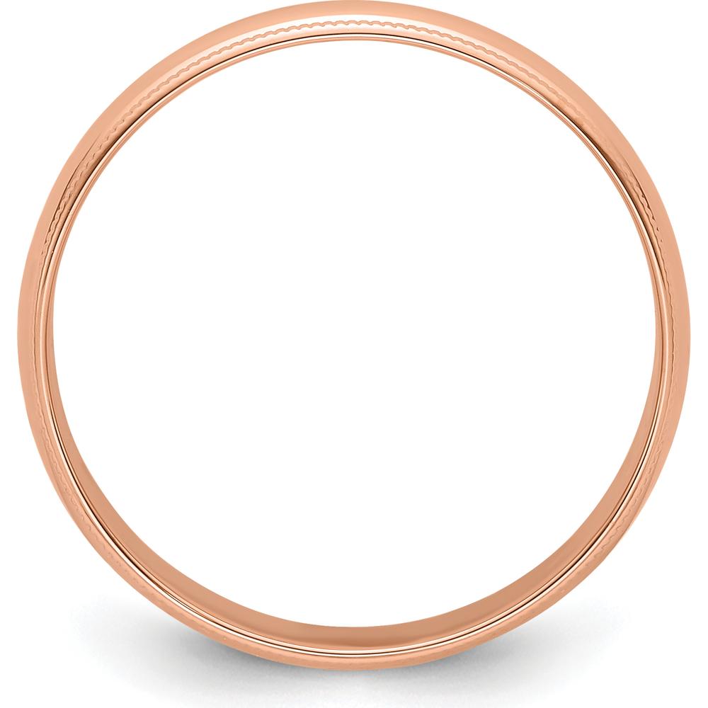 14K Rose Gold 5mm Lightweight Milgrain Half Round Wedding Band - Size 6 by 0