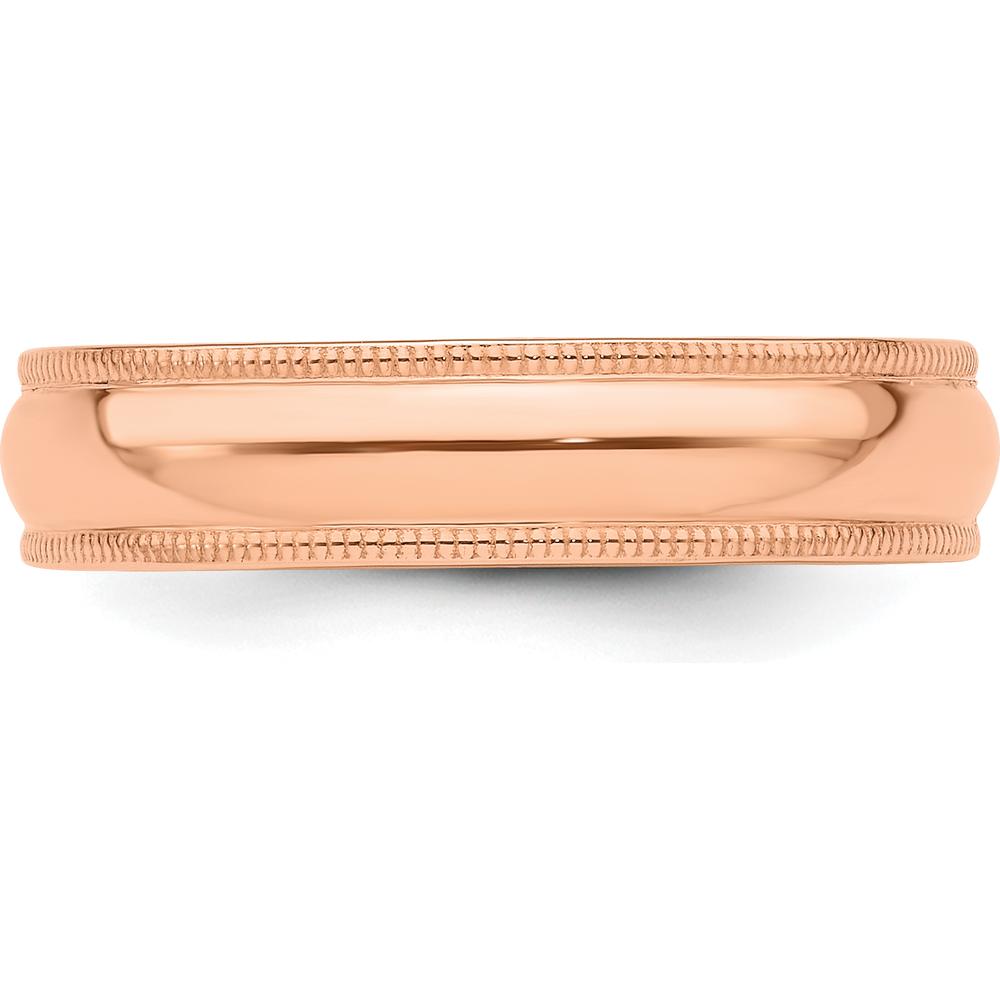 14K Rose Gold 5mm Milgrain Half-Round Wedding Band - Size 11.5 by 0