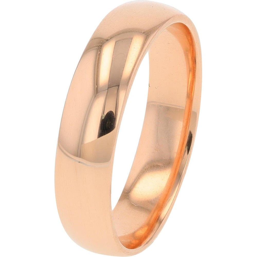 14K Rose Gold 5mm Polished Dome Wedding Band - Size 8.5, 4.80 Grams