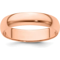 14K Rose Gold 5mm Polished Half Round Lightweight Wedding Band - Size 12 by 0