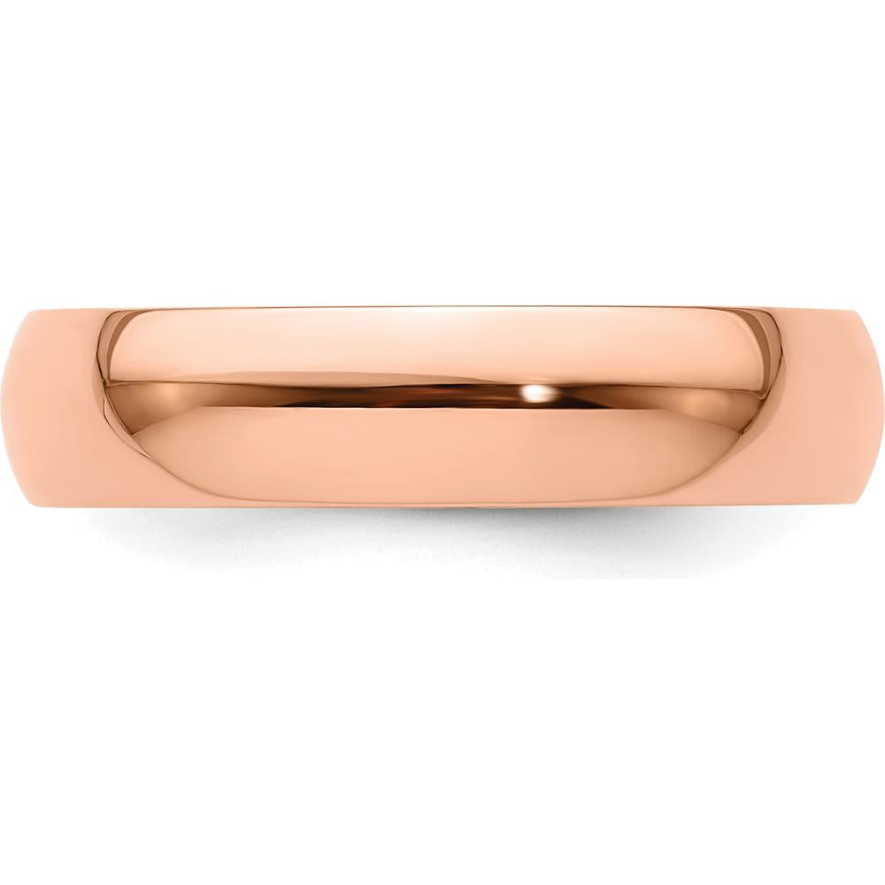14K Rose Gold 5mm Polished Half Round Lightweight Wedding Band - Size 12 by 0