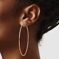 14K Rose Gold 65mm Polished Endless Tube Hoop Earrings by 0