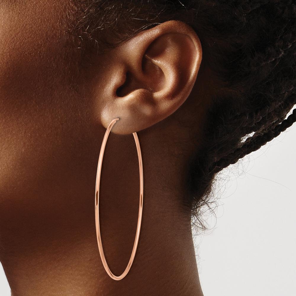 14K Rose Gold 65mm Polished Endless Tube Hoop Earrings by 0