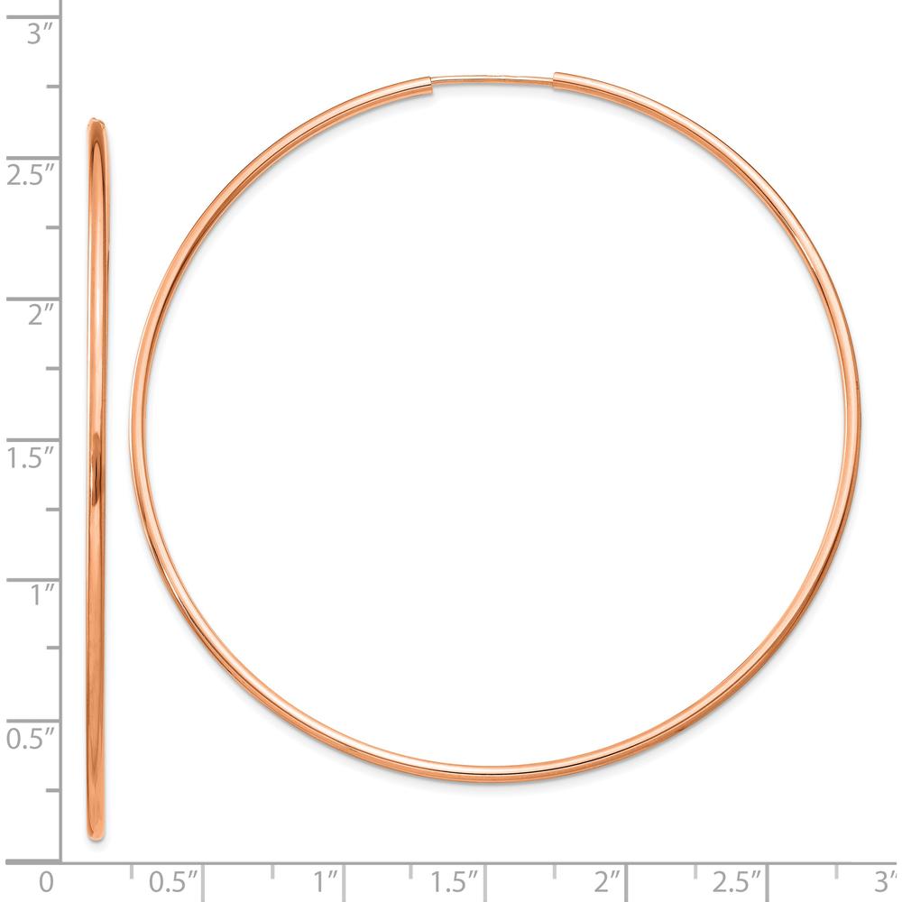14K Rose Gold 65mm Polished Endless Tube Hoop Earrings by 0