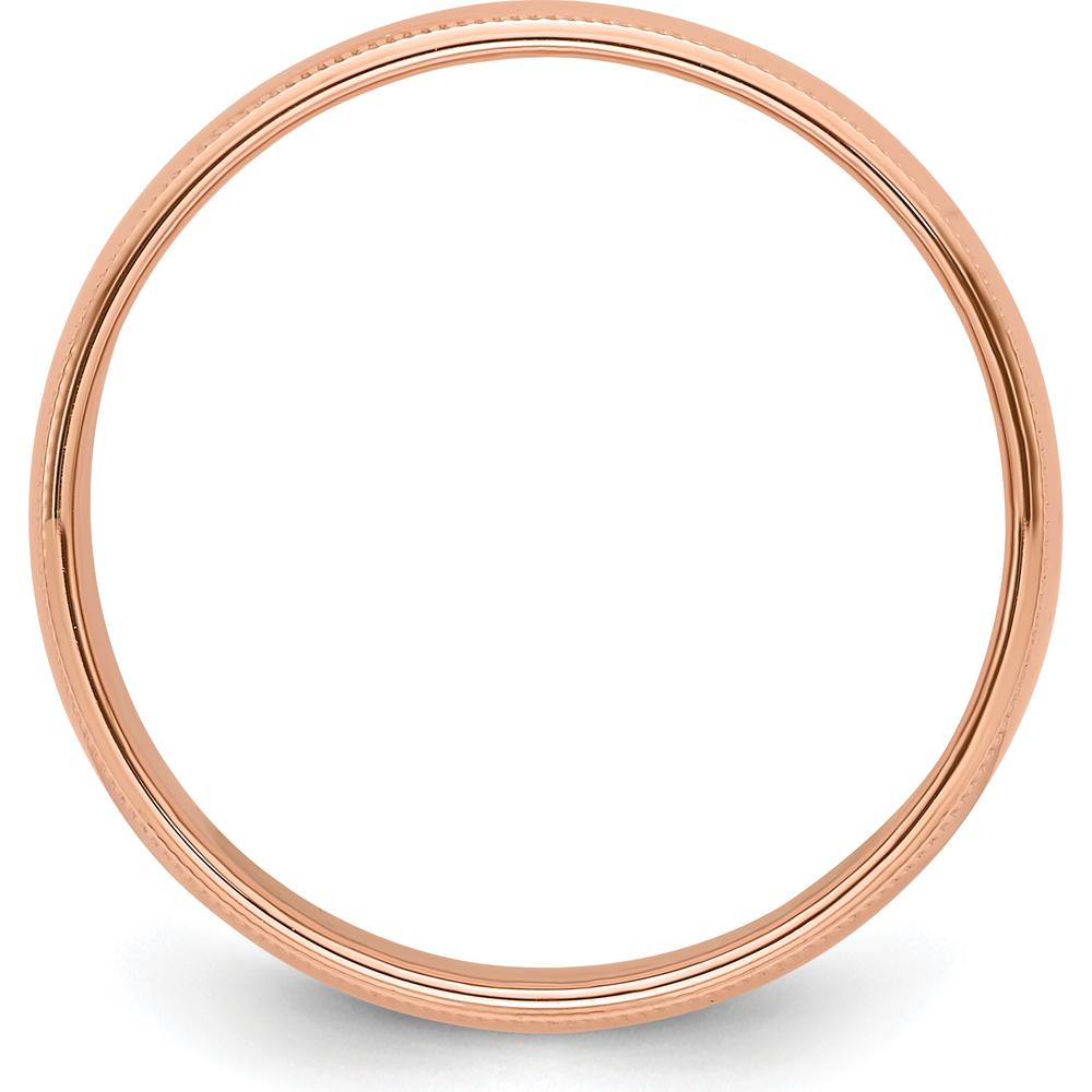 14K Rose Gold 6mm Half-Round Milgrain Wedding Band with Polished Finish - Size 7 by Luciano & Cie