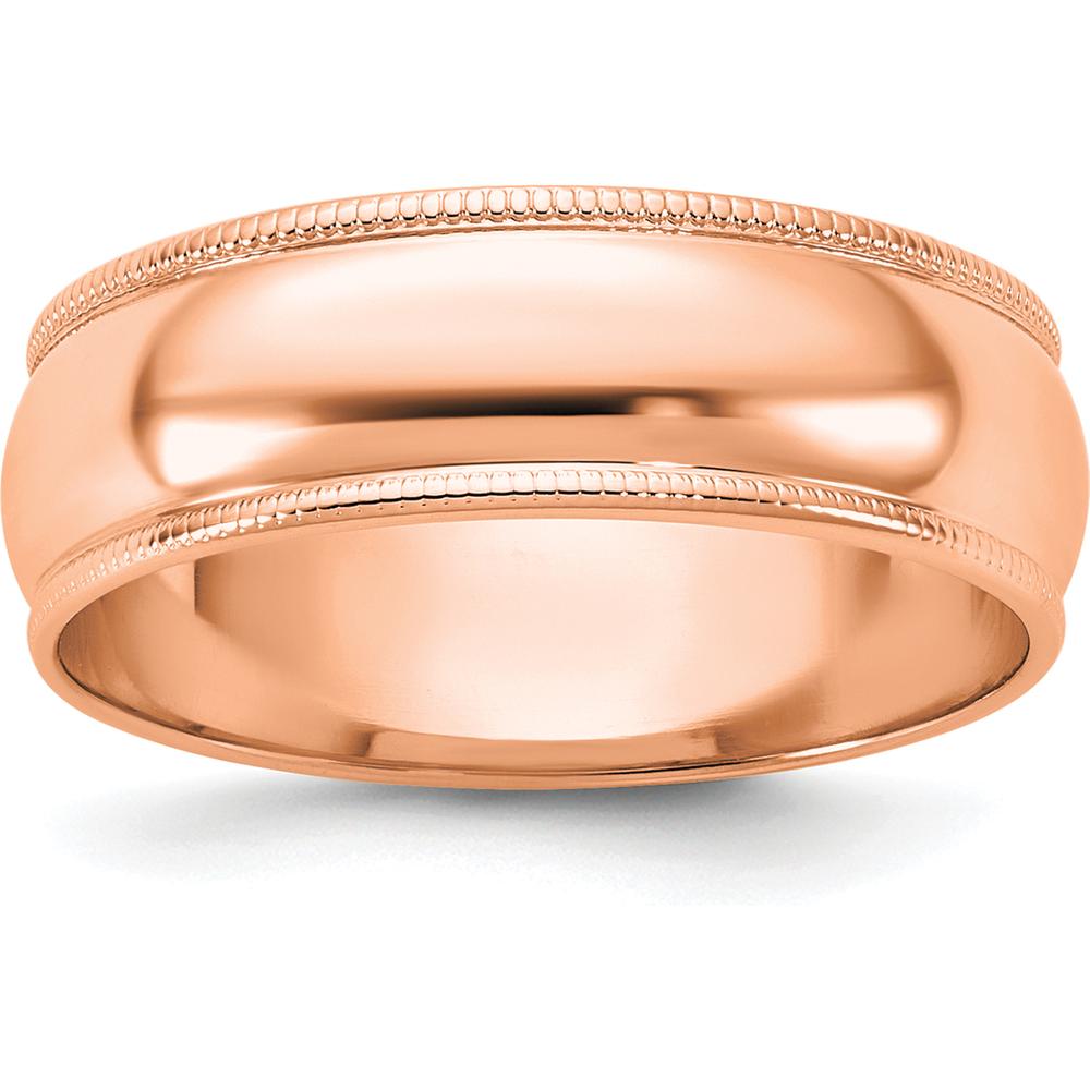 14K Rose Gold 6mm Half-Round Wedding Band with Milgrain Edge Detail by 0