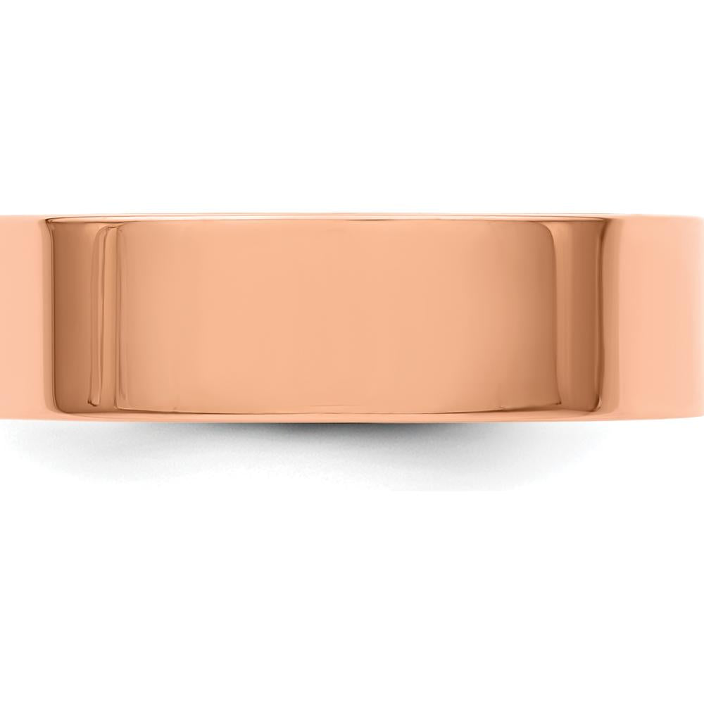 14K Rose Gold 6mm Lightweight Flat Wedding Band - Size 10 by Luciano & Cie