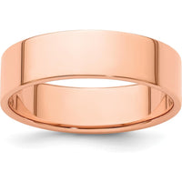 14K Rose Gold 6mm Lightweight Flat Wedding Band Size 8.5 by Luciano & Cie