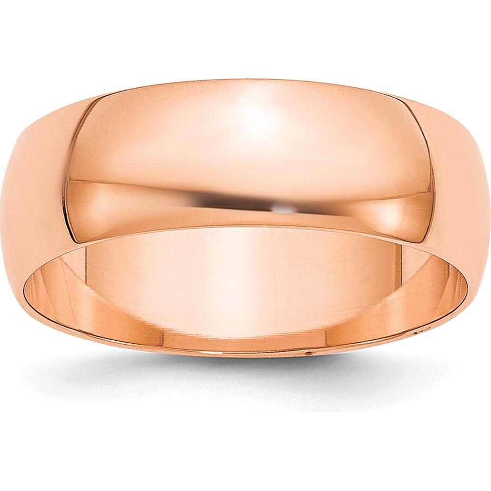 14K Rose Gold 6mm Lightweight Half Round Wedding Band - Size 9 by 0