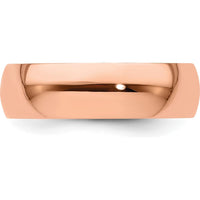 14K Rose Gold 6mm Lightweight Half Round Wedding Band - Size 9 by 0