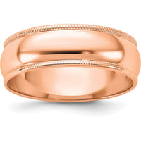 14K Rose Gold 6mm Milgrain Half Round Wedding Band - Size 13 by 0