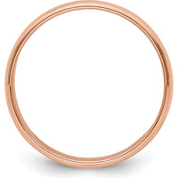 14K Rose Gold 6mm Milgrain Half Round Wedding Band - Size 13 by 0