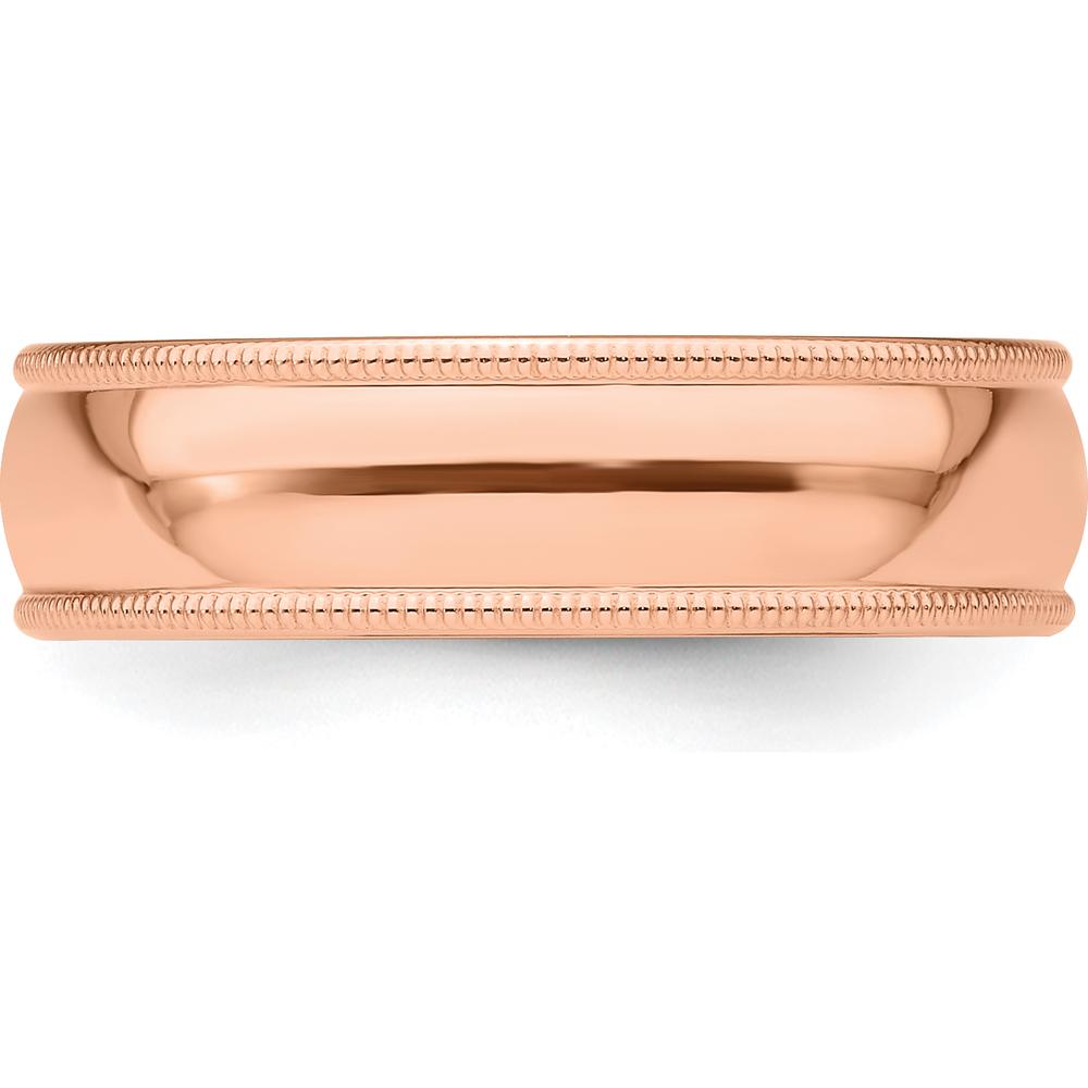 14K Rose Gold 6mm Milgrain Half Round Wedding Band - Size 13 by 0