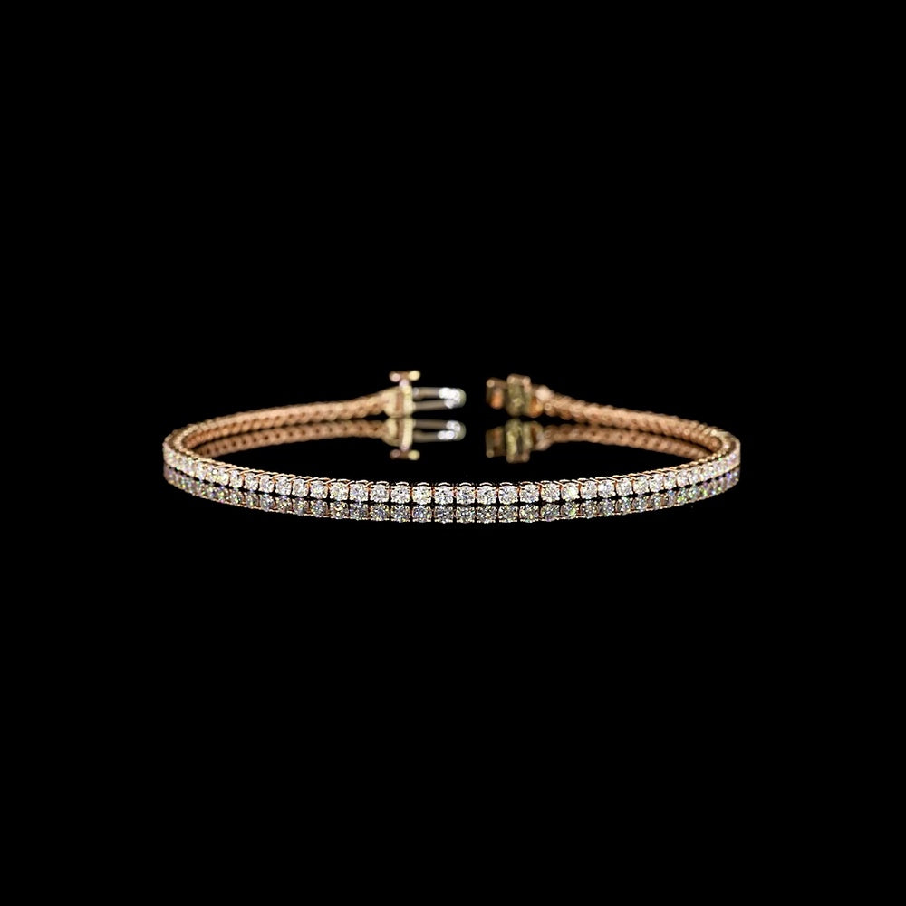 14K Rose Gold 7.0" Tennis Bracelet with 89 Prong-Set Round Lab Diamonds - 2.17 Carat Total Diamond Weight, E-F Color VS1 Clarity - Covaloro Fine Jewelry