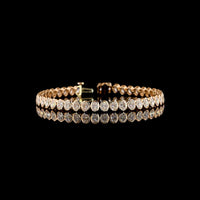 14K Rose Gold 7.08 Carats Lab Diamond Tennis Bracelet with North-South Bezel Set Oval Cut E-F VS1 Stones - 43 Piece Total - Covaloro Fine Jewelry