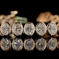 14K Rose Gold 7.08 Carats Lab Diamond Tennis Bracelet with North-South Bezel Set Oval Cut E-F VS1 Stones - 43 Piece Total - Covaloro Fine Jewelry