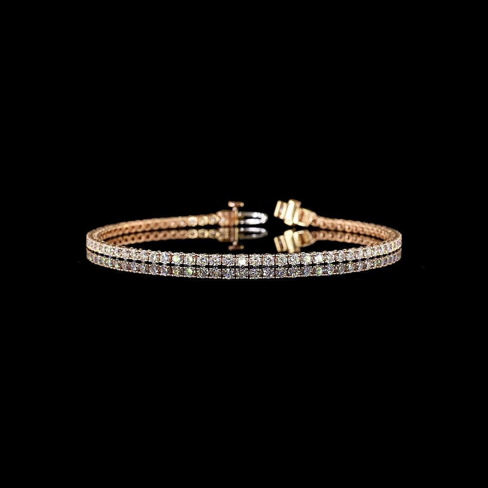14K Rose Gold 7.5" Tennis Bracelet with Prong Set Round Lab Diamonds - 3.00 Carat Total Diamond Weight - Covaloro Fine Jewelry