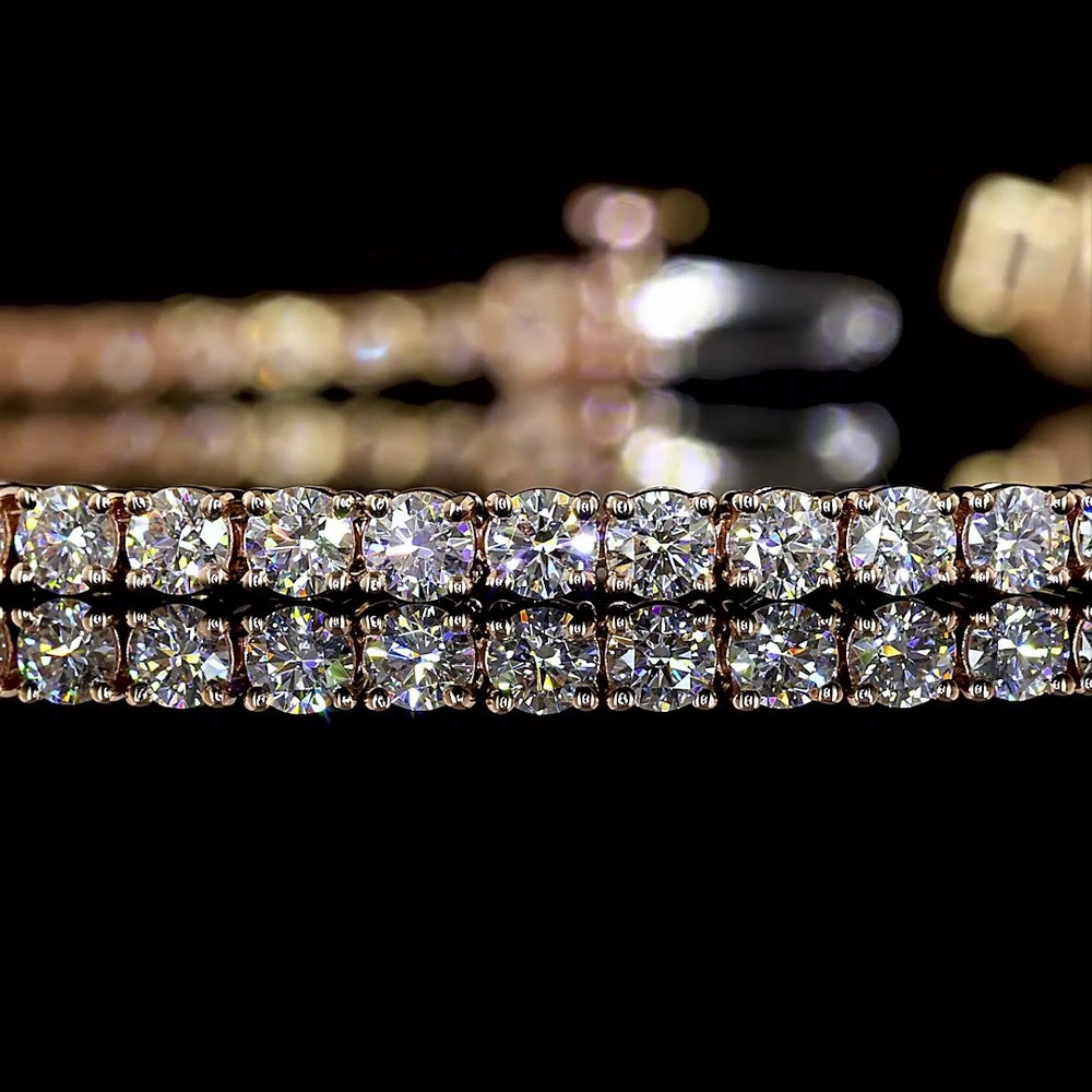 14K Rose Gold 7.5" Tennis Bracelet with Prong Set Round Lab Diamonds - 3.00 Carat Total Diamond Weight - Covaloro Fine Jewelry