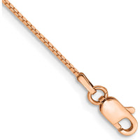 14K Rose Gold 7" .9mm Box Link Bracelet with Lobster Clasp - Solid Polished Finish by 0