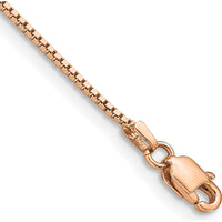 14K Rose Gold 7" Box Link Bracelet with Lobster Clasp - 0.95mm Width by 0