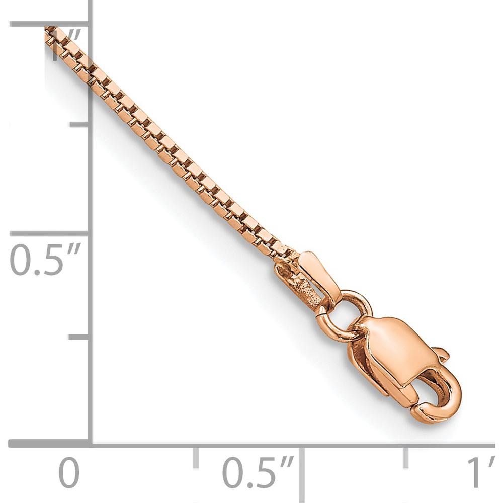 14K Rose Gold 7" Box Link Bracelet with Lobster Clasp - 0.95mm Width by 0