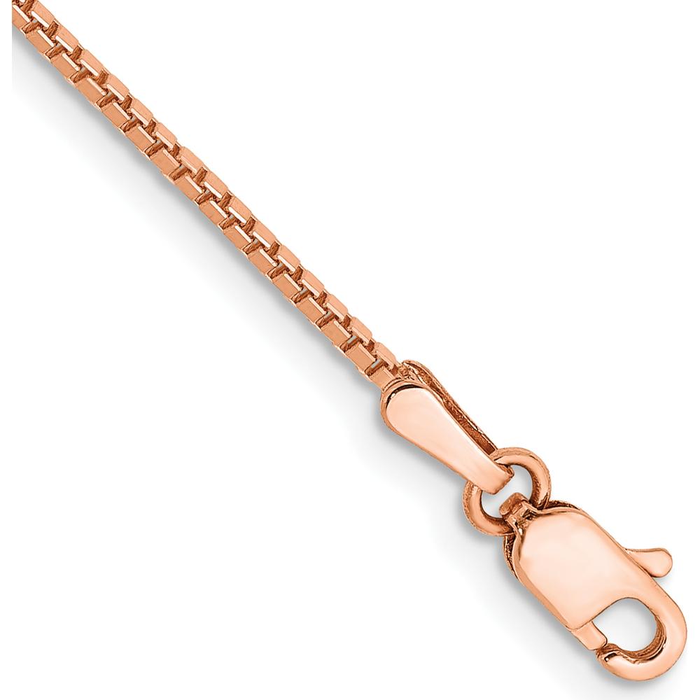 14K Rose Gold 7" Box Link Chain Bracelet with Lobster Clasp by 0