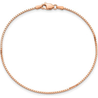 14K Rose Gold 7" Box Link Chain Bracelet with Lobster Clasp by 0